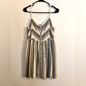 Spaghetti strap striped mini dress.